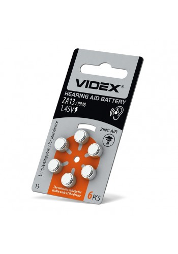 Батарейка повітряно цинкова Videx ZA13 (PR48) BLISTER 6 ZA13 (PR48) B6 - 294292
