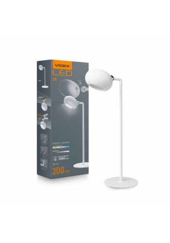 LED лампа настiльна з акумулятором VIDEX VLE-TF18W 3W 3000-5500K Біла VLE-TF18W - 542545