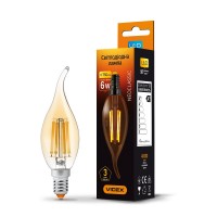 LED лампа VIDEX Filament C37FtA 6W E14 2200K бронза VL-C37FtA-06142 - 299082