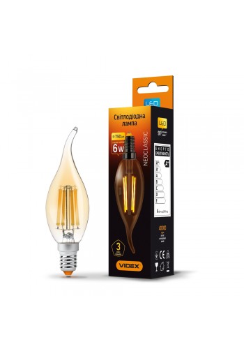 LED лампа VIDEX Filament C37FtA 6W E14 2200K бронза VL-C37FtA-06142 - 299082