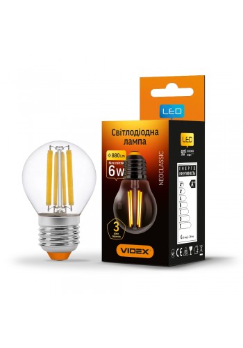 LED лампа VIDEX Filament G45F 6W E27 4100K VL-G45F-06274 - 299105