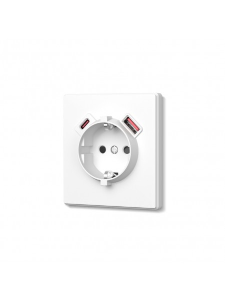 Розетка одинарна із заземленням USB-A+C 20W біла матова VIDEX NOTA (VF-NT-SK1GUC-WH) VF-NT-SK1GUC-WH - 489270