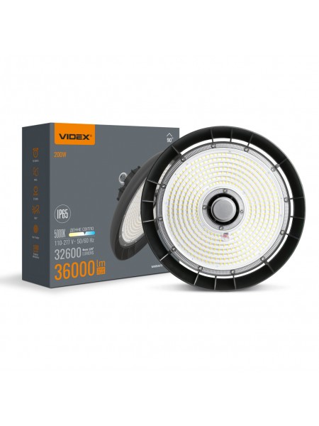 LED світильник висотний ХайБей VIDEX 200W 5000K 36000Lm Чорний VL-HB01-2005B - 486910