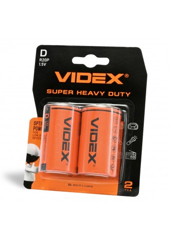 Батарейка сольова VIDEX R20P/D 2шт BLISTER R20P/2B/D/1.5V - 487252