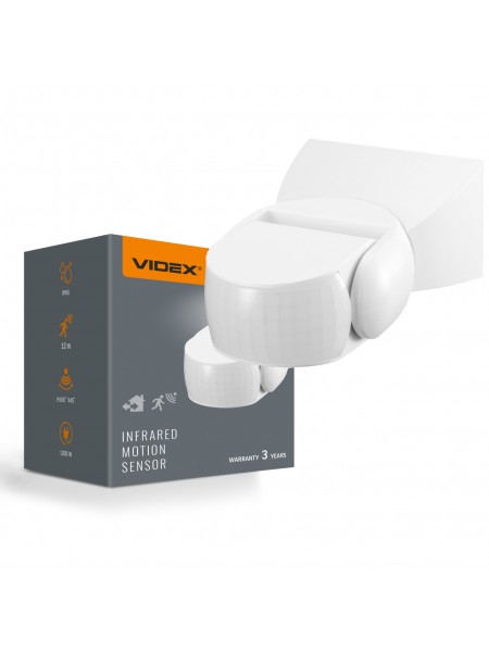 Датчик руху та освітленості VIDEX VL-SPW15W 220V 1200W IP65 інфрачервоний білий VL-SPW15W - 488525