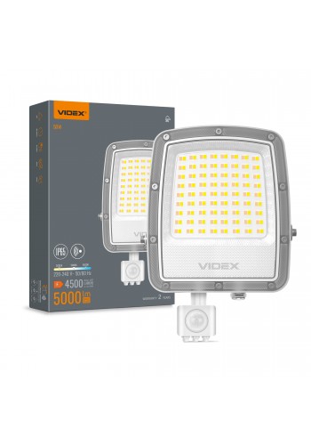 LED прожектор VIDEX F5 50W 3000-5000-6500K з датчиком руху 230V White (VL-F5-050CW-S) VL-F5-050CW-S - 400578