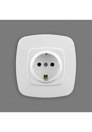 Розетка одинарна з заземленням біла ELA HOROZ ELECTRIC 112-007-0006-010
