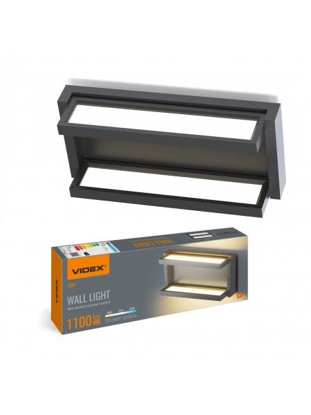 LED світильник настінний з сенсором VIDEX WL01 12W 2800K-4000K-6000K Black VL-WL01-12CSB - 487733