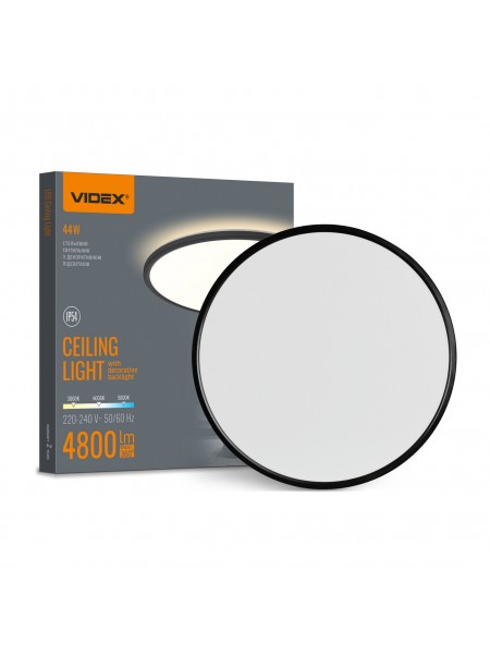 LED світильник з декоративною підсвіткою VIDEX DL5R 44W 3000K-4000K-5000K Black VL-DL5R-44CB - 487368