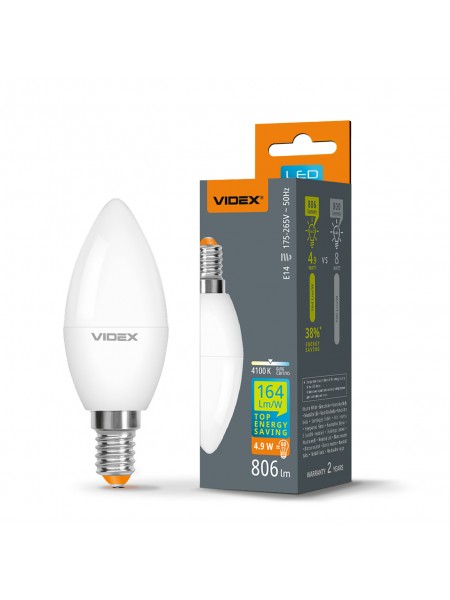 LED лампа VIDEX C37h 4.9W E14 4100K VL-C37h-49144 - 486866