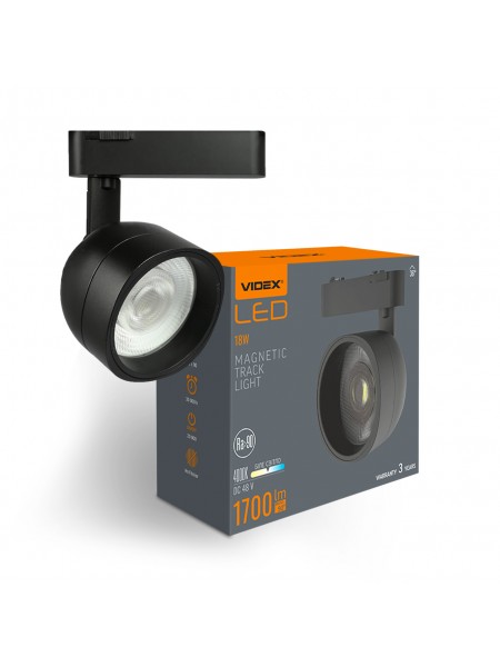 Світильник МАГНІТНИЙ трековий VIDEX LA78B 18W 4000K 48V Black VL-TRMS-LA78B - 485722