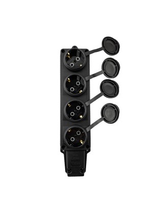 Колодка Violux каучук настінна 4-на з заземленням з кришкою IP44 ( 930730 )