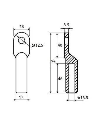 Наконечник мідний DT 095 Промфактор ( CL/CR-95-12 )