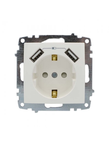 Розетка ZENA ELBI біла 1-на з заземленням + 2USB без рамки ( 609-010200-317 )