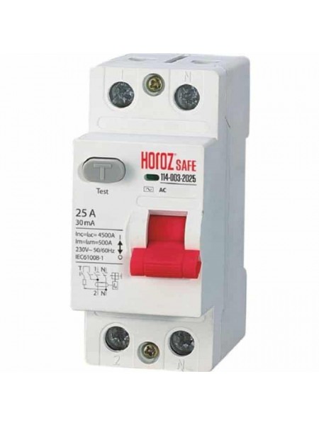 ПЗВ SAFE 25А 2P HOROZ ELECTRIC 
114-003-2025-010
