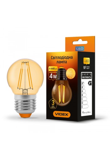 LED лампа VIDEX Filament G45FA 4W E27 2200K бронза VL-G45FA-04272 - 293165