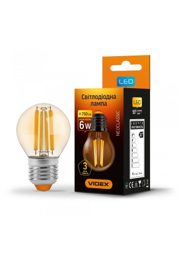 LED лампа VIDEX Filament G45FA 6W E27 2200K бронза VL-G45FA-06272 - 299068
