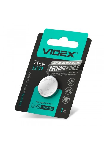 Акумулятор літієвий Videx LIR2032 1шт BLISTER CARD LIR2032 1B - 483186
