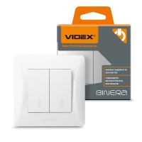 Вимикач двоклавішний прохідний білий VIDEX BINERA VF-BNSW2P-W - 294957