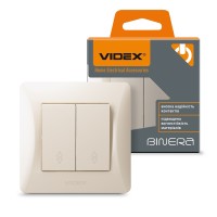 Вимикач двоклавішний прохідний кремовий VIDEX BINERA VF-BNSW2P-CR - 296128