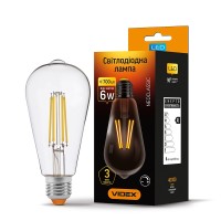 LED лампа VIDEX Filament ST64FD 6W E27 4100K  дімерна VL-ST64FD-06274 - 294407