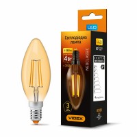 LED лампа VIDEX Filament C37FA 4W E14 2200K бронза