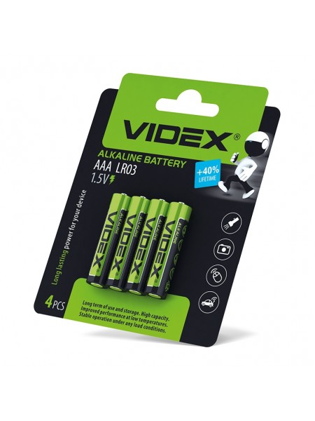 Батарейка лужна Videx LR03/AAA 4шт Blister Card LR03/AAA 4pcs BC - 290393