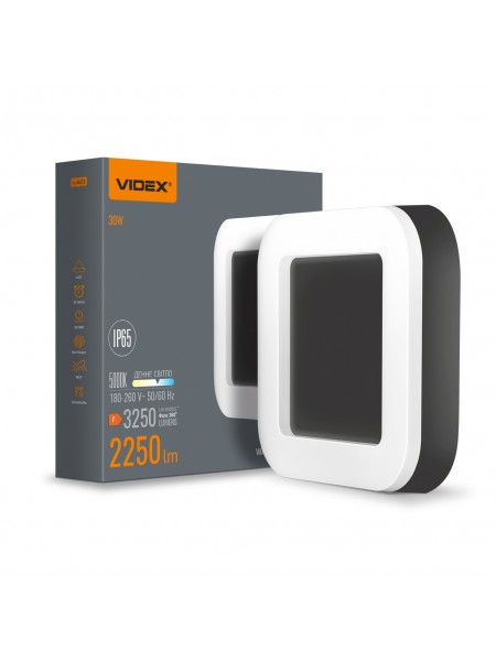 LED світильник ART IP65 квадратний VIDEX 30W 5000K Black VL-BHFS-305B - 487382