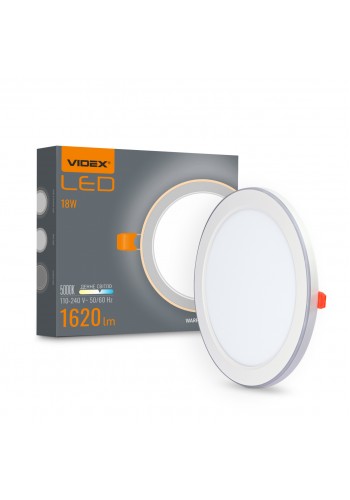 LED світильник вбудований з декоративною підсвіткою VIDEX DL4R 18W+6W 5000K+2700K 220V VL-DL4R-1852 - 485524