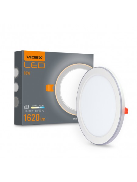 LED світильник вбудований з декоративною підсвіткою VIDEX DL4R 18W+6W 5000K+2700K 220V VL-DL4R-1852 - 485524