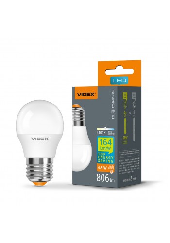 LED лампа VIDEX G45h 4.9W E27 4100K VL-G45h-49274 - 486873