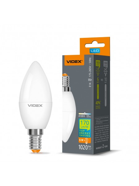 LED лампа VIDEX C37h 6W E14 4100K VL-C37h-06144 - 487276