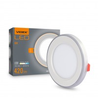 LED світильник вбудований з декоративною підсвіткою VIDEX DL4R 6W+3W 5000K+2700K 220V VL-DL4R-0652 - 485500