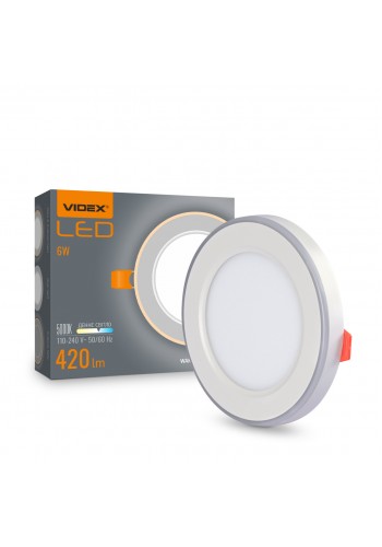 LED світильник вбудований з декоративною підсвіткою VIDEX DL4R 6W+3W 5000K+2700K 220V VL-DL4R-0652 - 485500