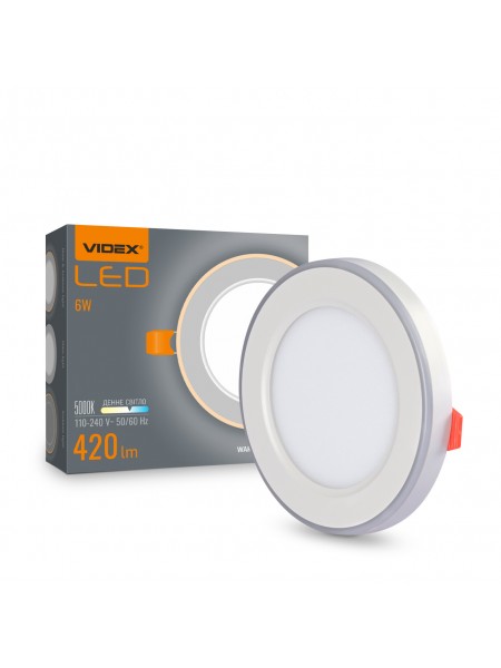 LED світильник вбудований з декоративною підсвіткою VIDEX DL4R 6W+3W 5000K+2700K 220V VL-DL4R-0652 - 485500