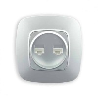 Розетка подвійна комп’ютерна срібло ELA HOROZ ELECTRIC 
112-007-0017-020