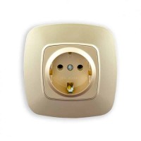 Розетка одинарна з заземленням золото ELA HOROZ ELECTRIC 
112-007-0006-030