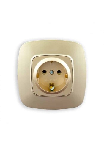 Розетка одинарна з заземленням золото ELA HOROZ ELECTRIC 112-007-0006-030