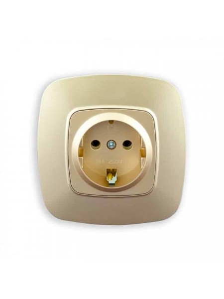 Розетка одинарна з заземленням золото ELA HOROZ ELECTRIC 
112-007-0006-030
