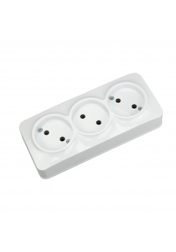 Розетка потрійна без заземлення біла POWER MAX-3 HOROZ ELECTRIC 104-008-0001-010
