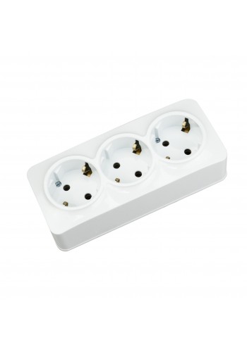 Розетка потрійна з заземленням біла POWER MAX-3E HOROZ ELECTRIC 104-008-0002-010