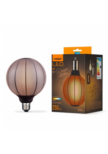 LED лампа VIDEX Filament VL-DG125BN 6W E27 1800K Black Magician pine needles VL-DG125BN - 484510
