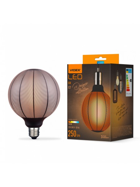 LED лампа VIDEX Filament VL-DG125BN 6W E27 1800K Black Magician pine needles VL-DG125BN - 484510