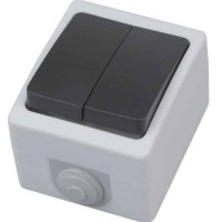 Вимикач накладний двоклавішний ATOM HOROZ ELECTRIC 
112-100-0006-010