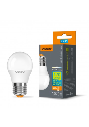 LED лампа VIDEX G45h 6W E27 4100K VL-G45h-06274 - 487283