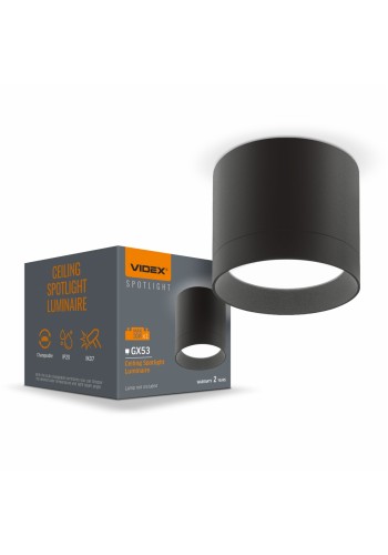Світильник VIDEX IP44 під лампу GX53 накладний Чорний VL-SPF19A-B VL-SPF19A-B - 485166