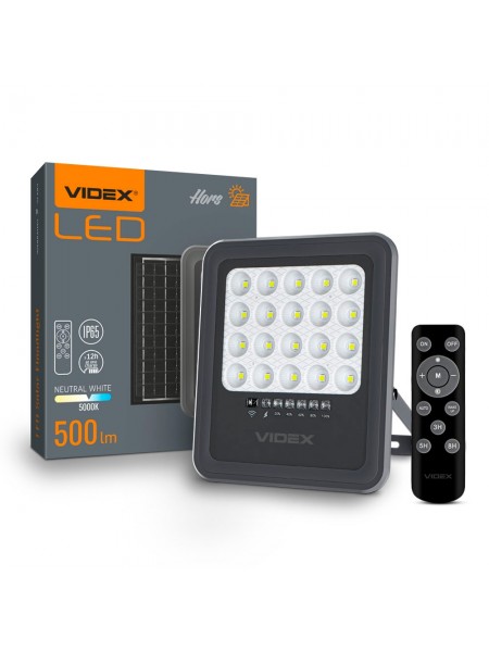 LED прожектор автономний VIDEX 500Lm 5000K VLE-FSO3-205 - 542392