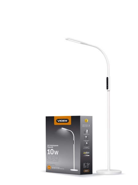 LED торшер белый VIDEX  TF0701W 10W 3000-5500K