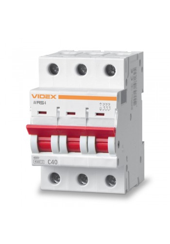 Автоматичний вимикач RS4 3п 40А С 4,5кА VIDEX RESIST VF-RS4-AV3C40 - 481335