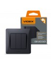 Вимикач трьохклавішний чорний графіт VIDEX BINERA VF-BNSW3-BG - 298535
